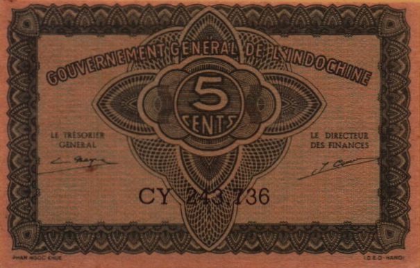 Indochina 5 1942 UNC P-88/b